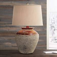 Jarosa Red Western Table Lamp 13c13 Lamps Plus With Images Rustic Table Lamps Table Lamp Jar Table Lamp