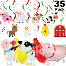 New baby shower elephant centerpieces table decorations ideas. 35 Pieces Farm Animals Hanging Swirls Farm Party Supplies Walking Farm Animal Balloon For Farm Theme Birthday Party Baby Shower Decor Summer Birthday Bbq Party Decorations Buy Online In Andorra At Andorra Desertcart Com