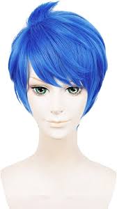 Amazon.com: MORTICIA Cute Short Straight Blue Layered Glueless Bob Wig for  Unisex Adult Resistant Synthetic Cosplay Party for Women(with Wig Cap) :  Clothing, Shoes & Jewelry