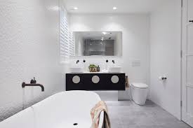 These white french doors in this main bathroom designed by leanne ford draw our eye straight to that dreamy bathtub (the moody artwork above it helps, too). Hayden Sara Challenge Apartment Featuring Rifco Overlay 1500w Mirror Cabinet Bathroom Trends Amazing Bathrooms Bathroom Redesign