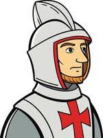 Templar Knight Silhouette with Sword and Shield