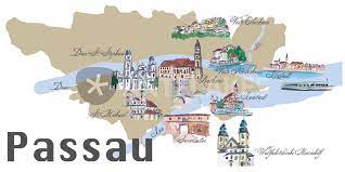 Der hauptbahnhof passau wurde im jahre 1860 durch die actiengesellschaft der bayerischen ostbahnen errichtet. Passau Karte Mit Touristischen Top Ten Highlights Mixed Media Als Poster Und Kunstdruck Von M Bleichner Bestellen Artflakes Com