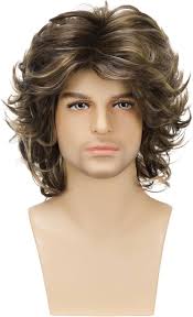 Amazon.com: Daiaces Mens Short Brown Wig Mix Blonde Fluffy Wavy Layered  Wig,Cosplay Rocker Party Halloween Costume Synthetic Hair : Clothing, Shoes  & Jewelry