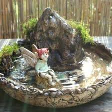 Keramik Elfen Brunnen Wasserspiel Unikat Gartenfiguren Feengarten Brunnen