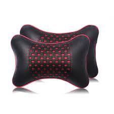 ergonomic car neck and head rest seat pillow 2 pcs breathable leather cervical supports cushion with adjustable elastic stra chair pillow office chair headrest