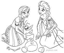Download these great olaf coloring pages and enjoy the cold and snow in such a happy way. Anna And Elsa Are Making The Snowman Olaf Coloring Pages Free Pdf