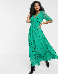 Ghost Valentina Heart Print Maxi Dress Asos In 2020 Maxi Dress Green Maxi Dress Maxi Dress Trend