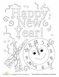 New year coloring pages christmas coloring pages colouring pages printable coloring pages coloring sheets coloring pages for kids coloring books new years party new years eve. Happy New Year Worksheet Education Com New Year Coloring Pages New Year S Eve Activities New Year S Eve Crafts