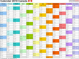 Monthly calendars and planners for every day, week, month and year with fields for entries and notes; 2019 Calendar Printable Canada