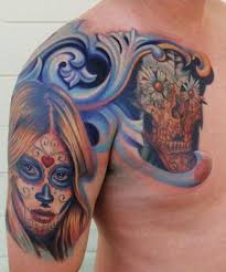 Latino tattoos for girls, men & women Wonderful Latino Tattoo On Chest To Shoulder
