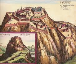 1643 Illustration Of Festung Hohentwiel Hohentwiel Fortress Near Modern Singen Germany Papertowns In 2020 Castle Art Fantasy Castle Pictorial Maps