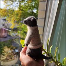 Knitted River Otter Toy in Pullover * Realistic Otter Gift * Exclusive  Animal Lover Gift