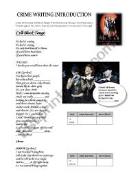 He had a songbook of kid's music, and a chicago folkie has given it a new spin. Song Cell Block Tango Chicago Listening Crime Vocab And Writing Esl Worksheet By Rafikico