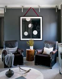 A dark living room with black walls, upholstered and leather furniture, metal lamps, masculine decorating living room ideas. Masculine Decorating Ideas Whaciendobuenasmigas