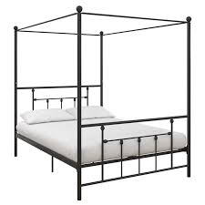 Shop canyon arched full black canopy bed with upholstered headboard. Dhp Manila Metal Canopy Bed In Queen Size Frame In Black 4483039