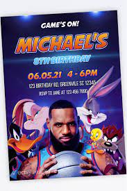 Space Jam Birthday Invitation In 2021 Space Jam Birthday Invitations Invitations