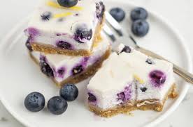 Angel food cake, blueberries, whipped cream, strawberries, sprinkles. Epic Clean Eating Blueberry Cheesecake Bars