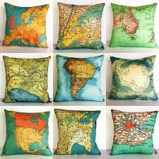 I Think This Might Get Too Matchey Match With The Maps On The Walls In My Living Room But These These I Dig World Pillow Map Pillow Pillows Throw Pillows