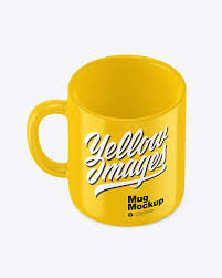 Glossy Coffee Cup Mockup In Cup Bowl Mockups On Yellow Images Object Mockups