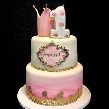 Pink Princess First Birthday Cake In 2020 1st Birthday Cakes Custom Wedding Cakes Tiered Wedding Cake