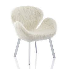 Faux fur luxury bed blankets. Cosmoliving Estelle Modern White Faux Fur Accent Chair With Chrome Legs Home Kitchen Furniture