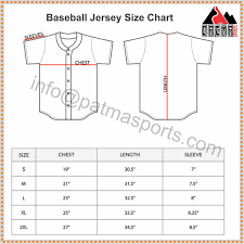 Baseball Jersey Size Chart Size Chart Baseball Jerseys Chart