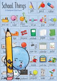 School Things Poster Und Flashkarten Unterrichtsmaterial Im Fach Englisch Lernkarten Englisch Lernen Kinder Geburtstagskarten Diy