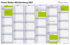 Kalender mit den schulferien und gesetzlichen feiertagen tschechien budweis 2021. Ferien Baden Wurttemberg 2021 Ferienkalender Zum Ausdrucken