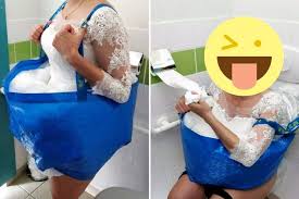 Bride Invents Genius Ikea Bag Hack To Hold Wedding Dress Going To The Toilet The Sun Bride Hacks Ikea Wedding Homemade Wedding