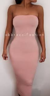 Pink Coral Blush Strapless Bodycon Dress Midi Stretchy Elegant Etsy Strapless Bodycon Dress Strapless Tube Dress Body Con Dress Outfit