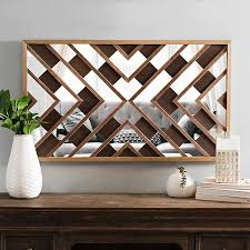 Dark Wood And Mirror Planks Wall Plaque Mirror Wall Decor Wood Wall Decor Mirror Wall Art