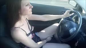 Horny MILF in sundress cums in car-Driving