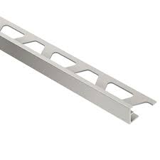 The vertical wall section of the profile provides a decorative finish and protects adjacent tiles. Schluter Jolly Satin Nickel Anodized Aluminum 3 8 Inch X 8 Ft 2 1 2 Inch Metal Tile Edgin The Home Depot Canada