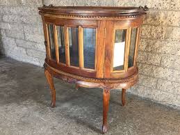 Lighting is the ideal way to showcase your possessions. Beautiful French Provencial Curio Cabinet Bar Oval Windowed With Removable Top Tray