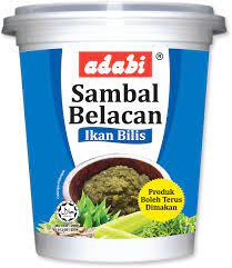 The chilli, ikan bilis (dried anchovies), belacan (shrimp. Anchovies Sambal Belacan Adabi