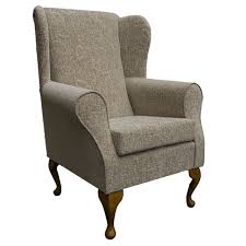 Leather is a traditional option for wing back chairs due to its durability. High Wing Back Fireside Chair Floral Oatmeal Fabric Easy Armchair Orthopaedic Uk For Sale Online Ebay