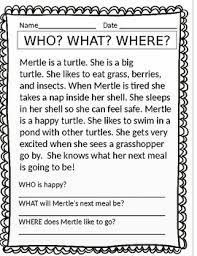 Wh questions for 1st graders. Reading Comprehension With Wh Questions And Easy Inference Questions Set 3