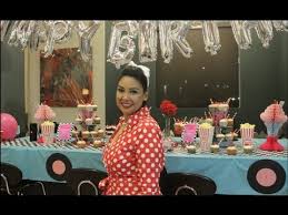 Use black and white checkered tablecloths for your tables, and buy some pink and black plates, napkins, and cups to complete the grease. 50s Theme Birthday Party Decorations Ideas Youtube