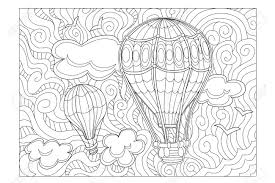 Hot air balloon coloring pages for preschool, kindergarten and elementary school children to print and color. Aerostat Coloring Page For Kids And Adult Vector Illustration Of Air Ballons In The Sky Royalty Free Cliparts Vectors And Stock Illustration Image 113775699