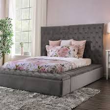 Zinus shalini platform, king, dark grey. Davida Upholstered Platform Bed With Storage Footboard Furniture Of America Cm7879