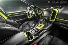 Black And Yellow Car Design Carlex Design Adds Fluro Yellow To Porsche Cayenne S Carscoops Porsche Cayenne Custom Car Interior Porsche