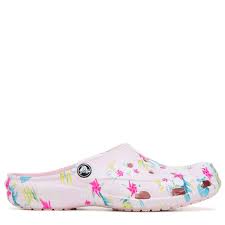 Crocs Womens Freesail Clog Shoes Pink Tropical Floral In