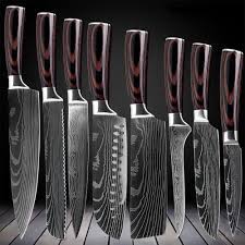 Find great deals on ebay for japanese kitchen knife set. 8pcs Kitchen Chef Knives Set 8 Inch Japanese 7cr17 440c High Carbon Stainless Steel Damascus Laser Pattern Slicing Santoku Tool Alsupersales Knives Kitchen Chefs Chef Knife Stainless Steel Knife Set