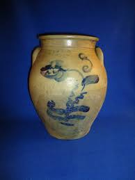 I. M. Mead, Mogadore, Ohio Stoneware 3 Gallon Ovoid Jar with Tulip #9884