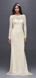 Long Sleeve Lace Wedding Dress With Open Back David S Bridal Long Sleeve Wedding Dress Lace Petite Wedding Dress Sheath Wedding Dress Lace