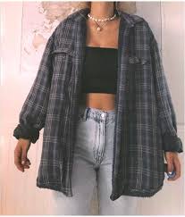 Short skirts, black boots, bold lipstick and long hair. Thrifted Flannel Vsco Outfit Girl In 2019 Aesthetic Clothes Casual Outfits Trendy Outfits Frisurenfr Casual Outfits For Teens Retro Outfits Tomboy Outfits