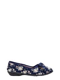 Grosby Floral Slipper With Bow Navy 10 Harris Scarfe
