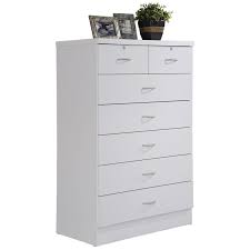 I made this 6 drawer tall dresser with simple pocket hole joinery and materials from the home center. Pemberly Row Tall 7 Drawer Chest With 2 Locking Drawers In White Walmart Com Walmart Com