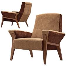 Italian Pair Of Lounge Chairs With A High Back Teak Lounge Chair Modern Chair Fabric Lounge Chair