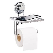 Tatkraft Megalock Toilet Roll Holder With Shelf Chromed Steel Suction Cup 15x15x195cm Che Toilet Roll Holder Toilet Roll Holder Shelf Towel Holder Bathroom